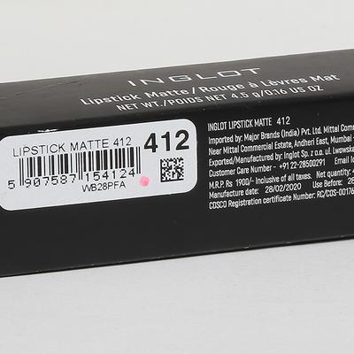 Inglot Lipstick Matte 412 4.5 gm - Lipsticks