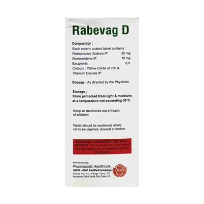 RABEVAG D Tablet 10's - Ulcer/Reflux/Flatulence-Aaa