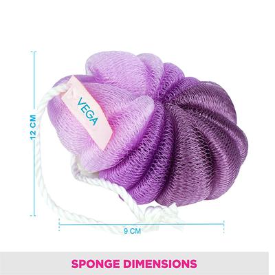 Vega Flower Body Bath Sponge Loofah for Men and Women (BA-3/6), Purple 67 gm - Loofahs & Sponges