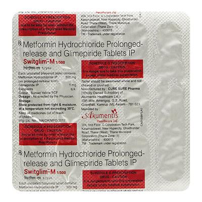 Switglim M 1/500mg Tablet 15'S - Diabetes-Ant