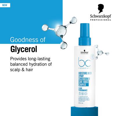 Schwarzkopf Professional Bonacure Moisture Kick Spray Conditioner with Glycerol,with Vegan Keratin 200 ml - Conditioners