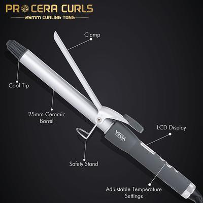 VEGA Professional Pro Cera Curls 25mm Barrel Hair Curler, (VPMCT-04) 1's - Rollers & Curlers