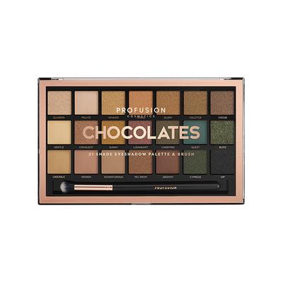 Profusion Cosmetics 21 Shade Eye Shadow Pallete & Brush Chocolates (33.6 g) - Eye Shadow Palettes