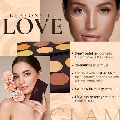 Colorbar 24Hrs Wear Concealer Palette Medium -Deep-2, 6x1.5gm 9gm - Concealer