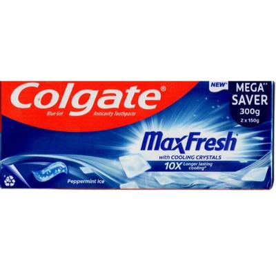 Colgate MaxFresh with Cooling Crystals Anticavity Toothpaste - Peppermint Ice (Pack Of 2 X 150 g) - Toothpaste