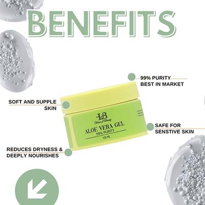 House of Beauty Pure Aloe Vera Gel-Sensitive, Acne Prone Skin Treats Eczema, Psoriasis 100ml - Face Moisturizers