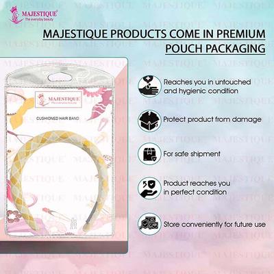 Majestique Padded & Wide Headbands, Stylish Hairband, Puffy Sponge, Printed Band - Yellow 1's - Hair Clips/Bands