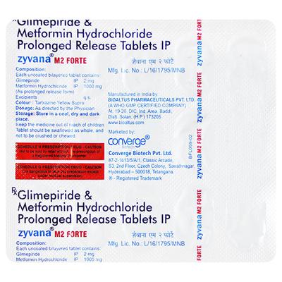 ZYVANA M2 FORTE Tablet 15's - Diabetes-Ant