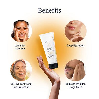 Arata Vitamin C Day Cream With SPF 15+ With Hyaluronic Acid & Apple Extracts Sun Protection 50ml - Day Cream