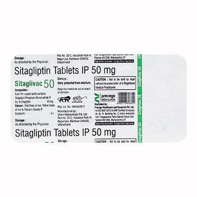 SITAGLIVAC 50 Tablet 7's - Diabetes-Ant