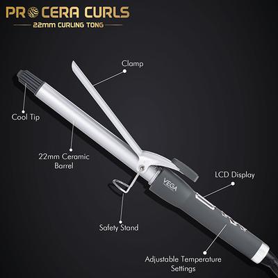 VEGA Professional Pro Cera Curls 22mm Barrel Hair Curler, (VPMCT-03) 1's - Rollers & Curlers