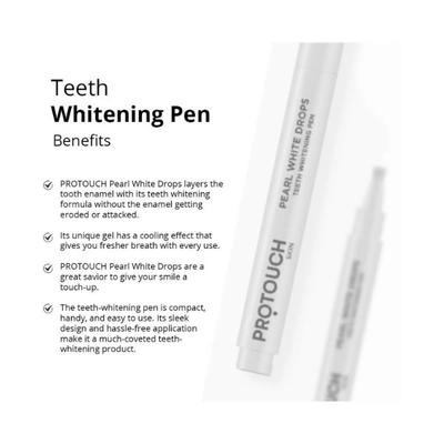 Protouch Pearl White Drops, Teeth Whitening Pen Gel, Whiter Teeth & Fresher Breath for a Brighter Smile on-the-go, Enamel Safe 2.8ml - Tooth Powder