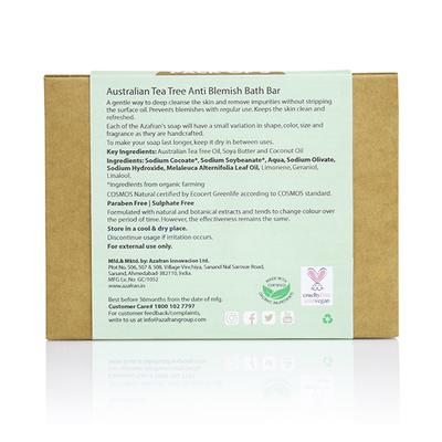 Azafran Active Botanicals Australian Tea Tree Anti Blemish Bath Bar 300 gm - Soaps