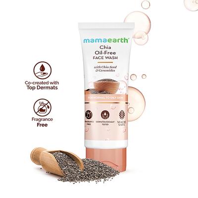 Mamaearth Chia Oil-Free Face Wash with Chia Seed & Ceramides for Normal to Oily Skin 100 ml - Face Washes