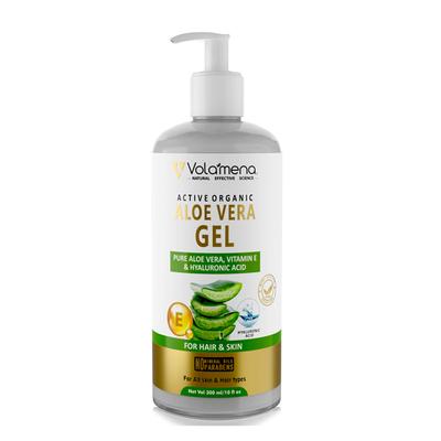 Volamena Active Organic Aloe Vera Gel Vitamin E & Hyaluronic Acid for Hair&Skin 300ml - Lotions & Creams