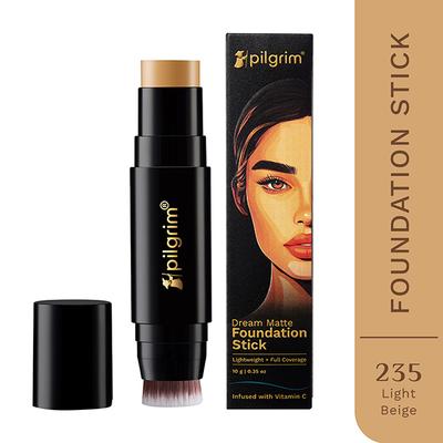Pilgrim Light Beige Foundation Stick, Dream Matte, Lightweight, Full Coverage with Vitamin C 10 gm - Foundation