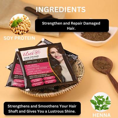 Iba Hair Colour Henna Based For Women , Dark Coal 70 gm - Henna