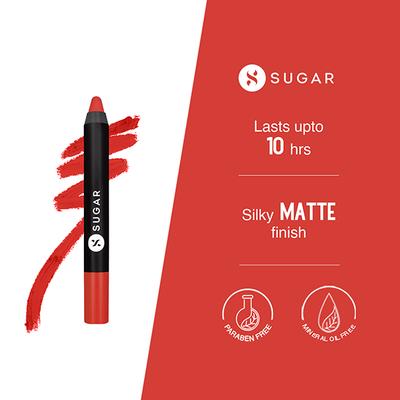 SUGAR Cosmetics Matte As Hell Crayon Lipstick - 33 Pepper Anderson (Orangey red) 2.8 gm - Lip Crayons