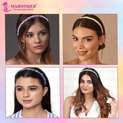 Majestique Headband Satin Silk Twine Beautiful Fancy Hair Band For Girls Women, Color May Vary 4's - Hair Clips/Bands