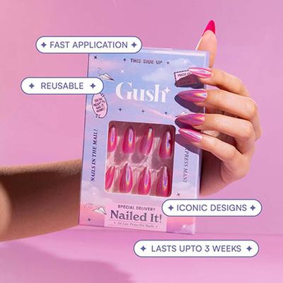 Gush Beauty Nailed It Reusable Luxury Press On Nails With Application Kit Pearl Pink Sway - Medium Almond 1's - Nail Art
