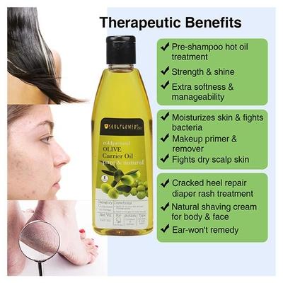 Soulflower Coldpressed Olive Carrier Oil Pure & Natural Vitamin E 225ml - Hair Oils