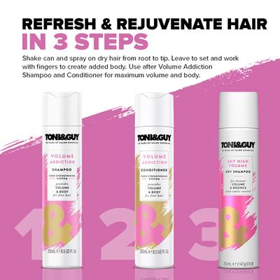 Toni&Guy Sky High Volume Dry Shampoo Hair Spray, Oil-Absorbing Formula for Fine Hair 250 ml - Dry Shampoos & Conditioners