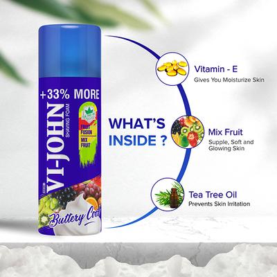 Vi-John Shaving Foam - Fruit Fusion Mix Fruit - Pack of 2 x 400 gm - Shaving Foams