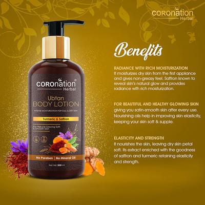 COROnation Herbal Ubtan Body Lotion with Turmeric & Saffaron 300 ml - Lotions & Creams