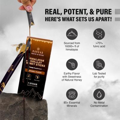 Bargad Himalayan Shilajit Honey Sticks - Caramel Flavour 7's - Speciality Medicines