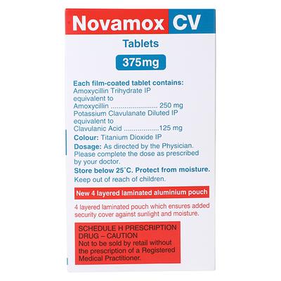 Novamox CV 375mg Tablet 10'S - Bacterial Infections-Pen