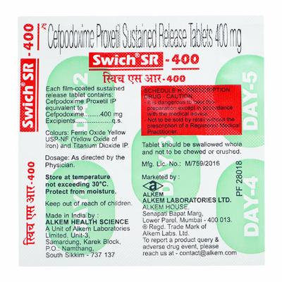 SWICH SR 400 Tablet 5's - Bacterial Infections-Cep