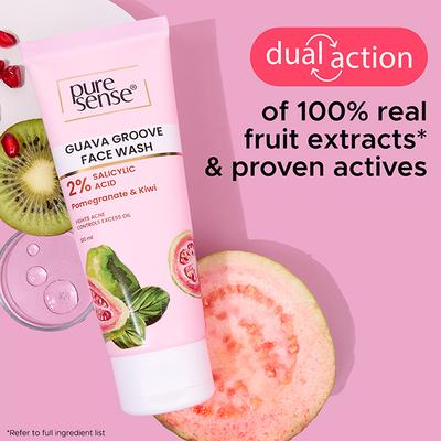 Pure Sense Guava Groove Face Wash Fights Acne and Controls Excess Oil For Men & Women - 100 ml - Face Wash & Cleansers