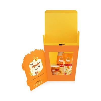 Plum BodyLovin' Caramel Popcorn & Chill Gift Kit Body Wash Hand Cream Scented Candle Gift Set 350 gm - Shower Gels & Body Wash