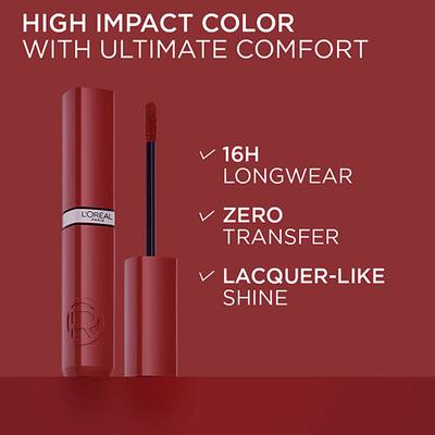 Loreal Paris Infallible Laque Resistance Lacquer-Like Shine, 16H Longwear, 550 Noir Cherry 4 ml - Liquid Lipsticks
