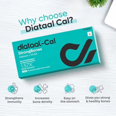Diataal Cal StrongBones Tablet 10's - Calcium And Minerals
