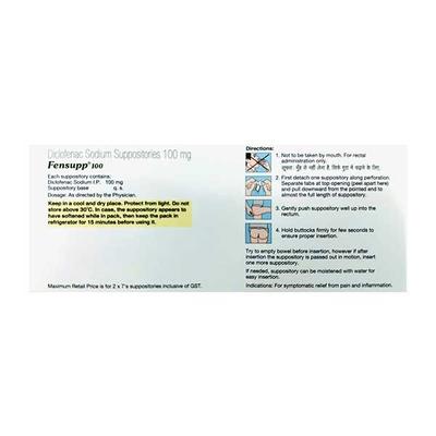 FENSUPP 100 Suppositories 7's - Pain relief-Nsa