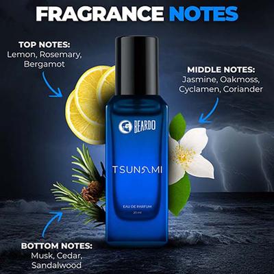 Beardo Tsunami Perfume for Men Marine Aromatic Notes, Strong Long Lasting, Eau De Parfum 20 ml - Men Perfumes (Edt/Edp)
