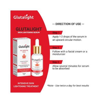 Glutalight Glutathione, Vitamin C, Kojic Acid Skin Lightening, Brightening Serum 30 ml - Face Serum