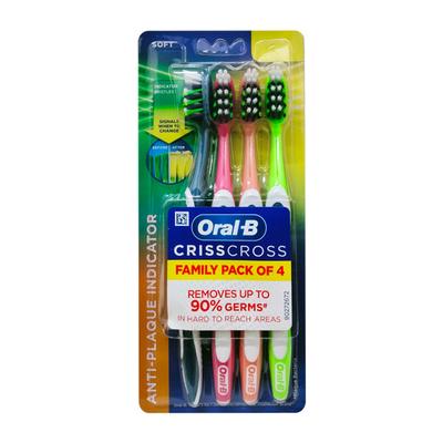 Oral B Crisscross Anti Plaque Toothbrush - Soft (Family Pack of 4) - Toothbrushes
