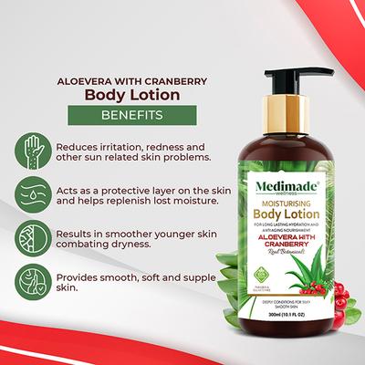 Medimade Aloevera With Cranberry Moisturizing Body Lotion 300 ml - Lotions & Creams
