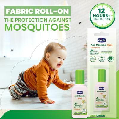 Chicco Baby Anti Mosquito Natural Protection Fabric Roll-On with Lemongrass & Eucalyptus Oil 8 ml - Mosquito Repellent