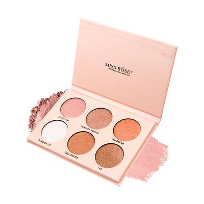 Miss Rose 6 Color Shimmery Highlighter Glow Palette 7003 - 038 20 gm - Face Palettes