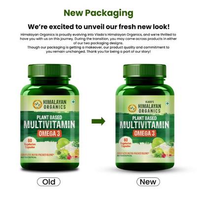 Vlado's Himalayan Organics Plant Based Multivitamin Omega 3 Veg Capsules 60's - Omega Fish Oil Fatty Acids