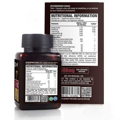 WOW Life Science 500 mg Liv Uno Veg Capsule 60's - Herbal Dietary Supplement