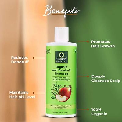 Organic Harvest Anti Dandruff Shampoo With Tea Tree & Apple Cider Vinegar 500 ml - Shampoos