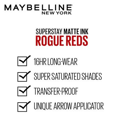Maybelline New York Super Stay Matte Ink Liquid Lipstick x Rogue Reds, 285 Gritty 5 ml - Lipsticks