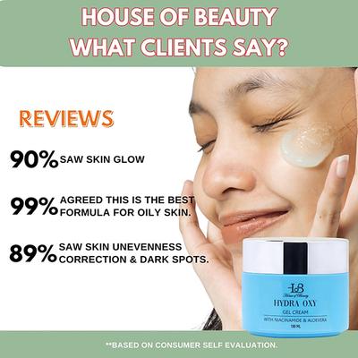 House of Beauty Hydra Oxy Gel Cream - Sensitive, Acne Prone Skin with Niacin & Hyaluronic 100ml - Face Gels