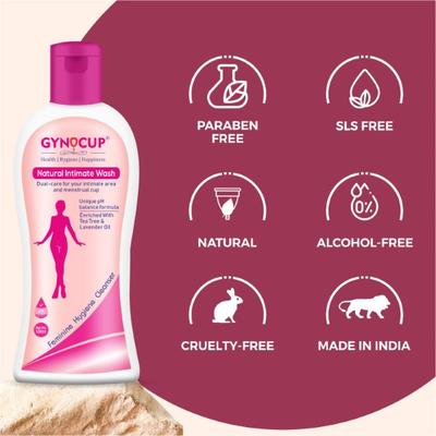 Gynocup Natural Menstrual Cup Wash Liquid (Pack of 2 x 100 ml) - Intimate Care