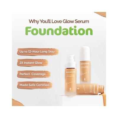 Mamaearth Glow Serum Foundation with Vitamin C & Turmeric for 12Hour Long Stay 02 Creme Glow 30 ml - Foundation