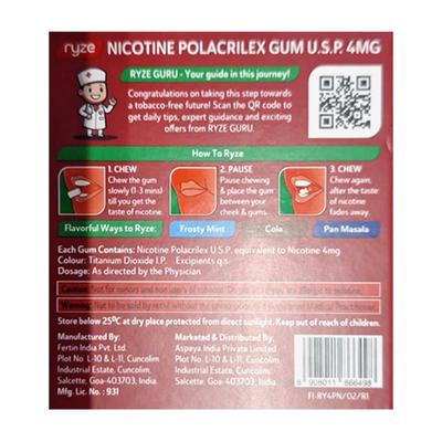 RYZE 4 MG ROYAL PAAN NICOTINE Gum 9's - Smoking cessation
